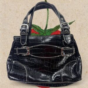 Vtg 90s Y2K Beaded African Safari Purse Handbag Leather Handles Boho Chic